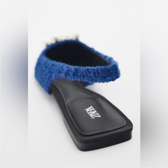 Holidays Zara blue Sling back embellished and pearls flats - Picture 4 of 11